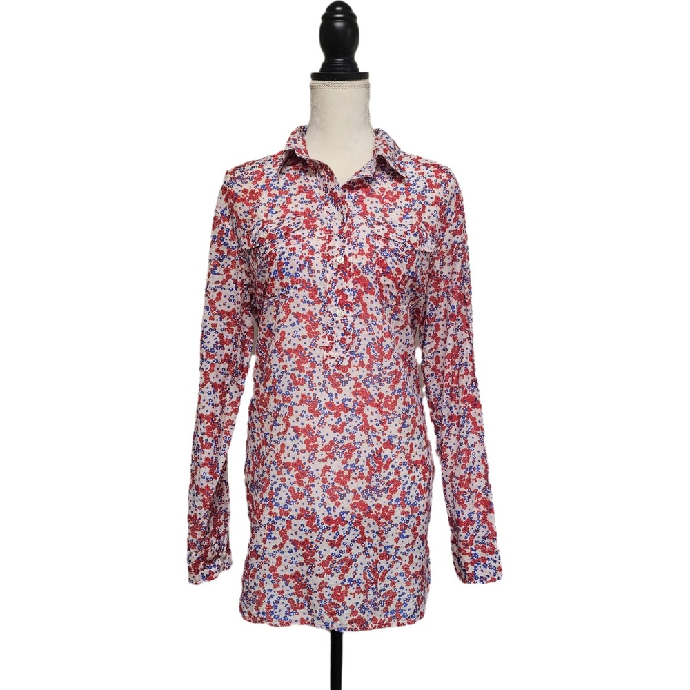 Lauren Ralph Lauren Silk Blend Floral Popover Henley Tunic‎ Size XL Cottagecore